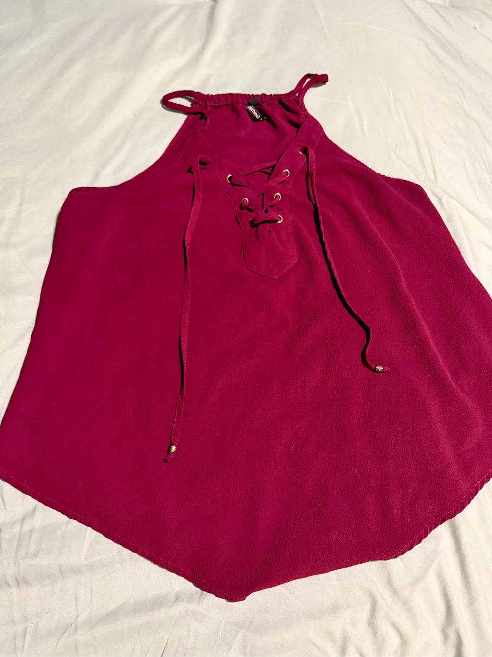 HeartSoul Lace-Up Halter Camisole - Magenta